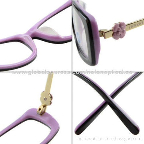 Fashion Acetate Optical Frames with Metal Temple of Nice Metal Trim